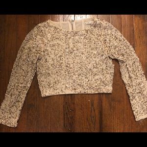 Alice & Olivia long sleeve cropped beaded top